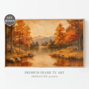 Vintage Fall Frame TV Art, Moody Autumn Wall Decor, Rustic Country Landscape Painting, Thanksgiving Instant Decor, Digital Download TV Frame