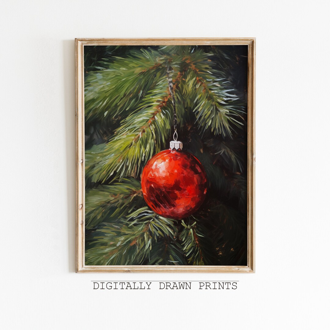 Vintage Christmas Wall Art, Christmas Tree Art, Printable Christmas