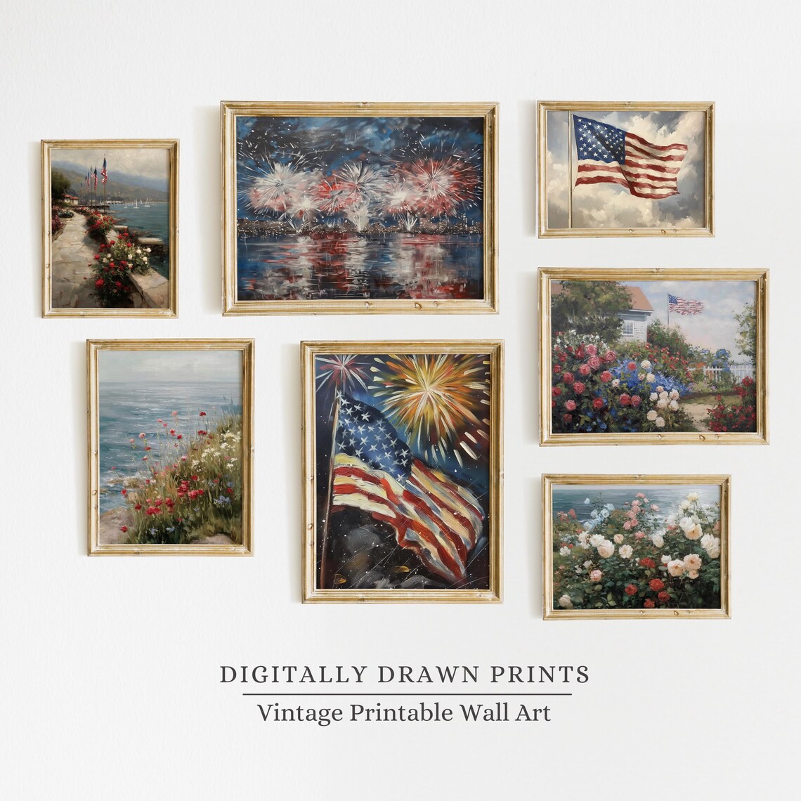 Printable 4th of July Wall Art Set, Patriotic Independence Day Prints ...