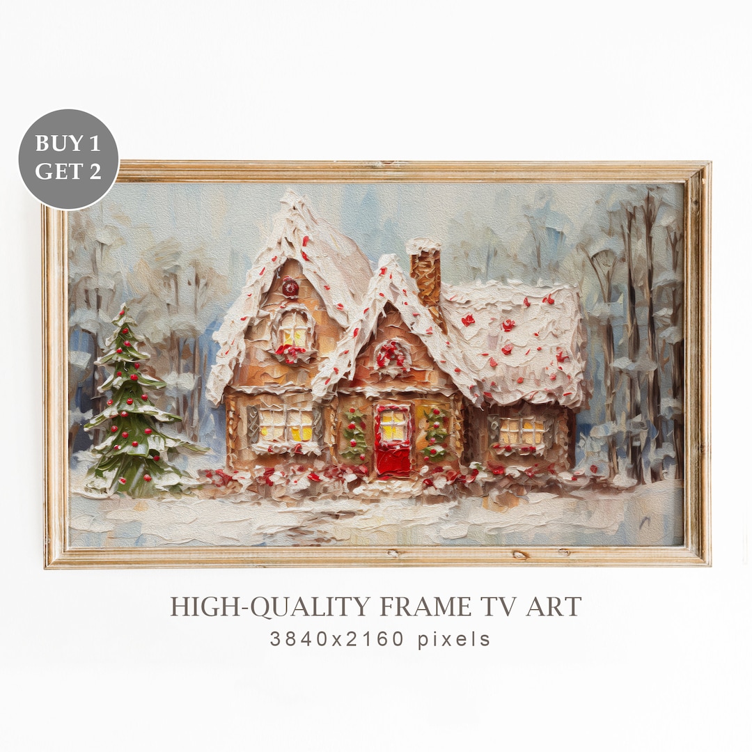 Christmas Frame TV Art, Christmas Gingerbread House, Christmas Art for TV, Seasonal Christmas