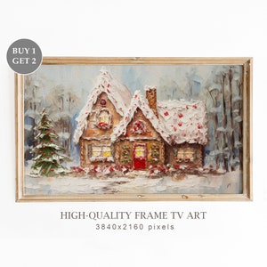 Christmas Frame TV Art, Christmas Gingerbread House, Christmas Art for TV, Seasonal Christmas Decor, Christmas Wall Art, Digital Download