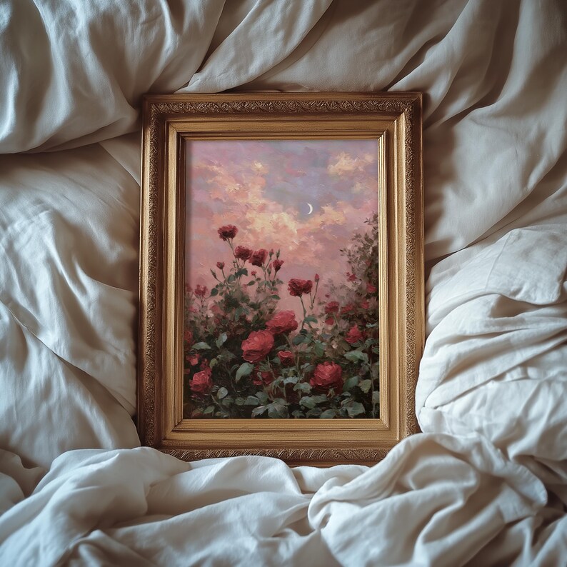 Vintage Rose Garden Printable Wall Art, Romantic Valentine’s Day Floral ...