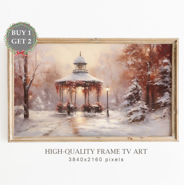 Winter Samsung Frame TV Art, Seasonal Christmas Decor, Holiday art for TV, Vintage Snowy Landscape, Park during the Winter, Digital Download