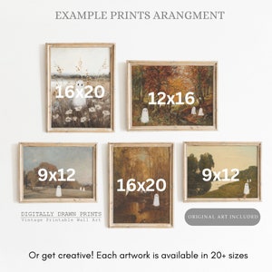 Cute Ghosts in Vintage Landscapes Gallery Wall Art Set of 5 - Etsy