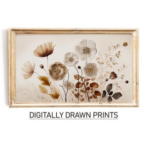 Vintage Wild Flowers Art | Samsung TV Frame | Spring TV Art | Neutral Wild Flower Painting | Flower Meadow | Instant Download