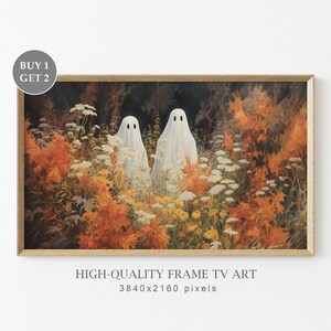Halloween Frame TV Art, Ghosts in a Wildflowers Field, Halloween Ghost Decor, Spooky Halloween, Spooky Art for TV, Art Digital Download