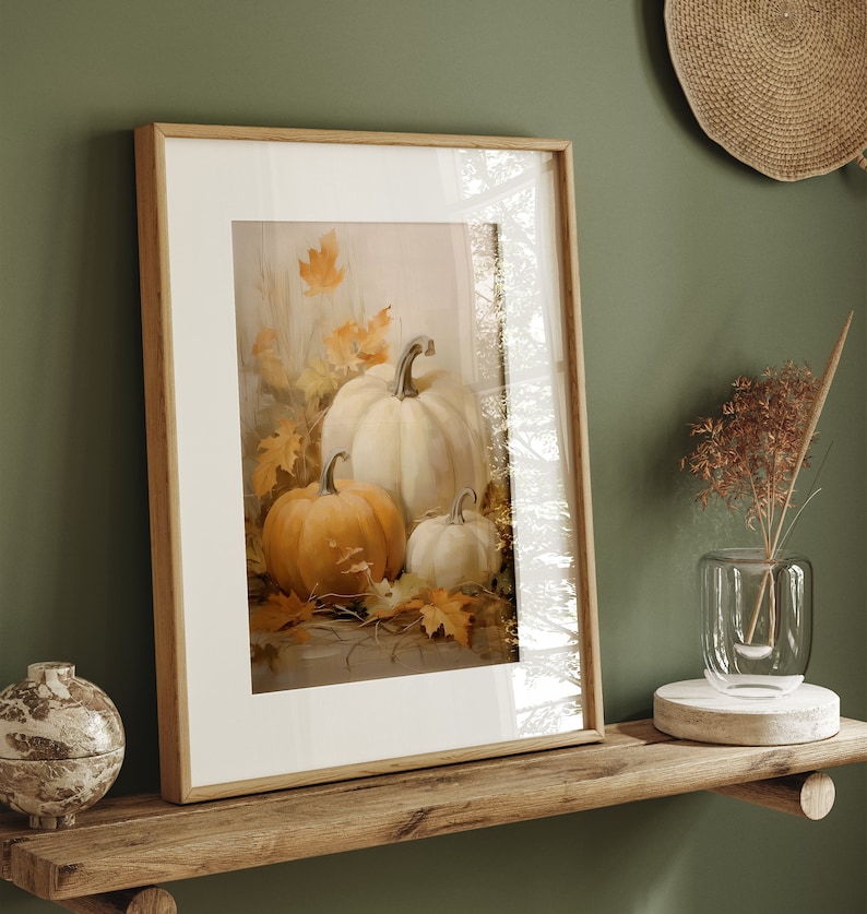 Fall Wall Decor Printable Pumpkin Still Life Painting, Halloween Autumn ...