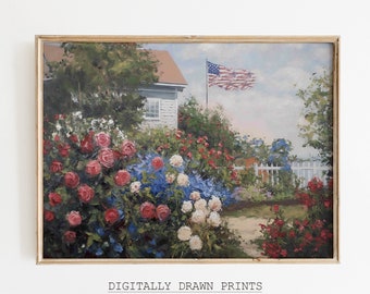 Coastal American Printable Wall Art , 4th of July Art, Independence Day Printable, Americana Decor, Summer Farmhouse Print, Digital Download