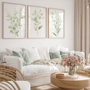 Set of 3 Botanical Wall Art | Sage Green Art | Floral Illustration | Boho Art Print | Boho Wall Art| Sage Green Posters | Digital Print