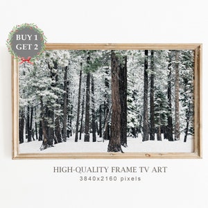Winter Forest Painting for Samsung Frame TV Art, Snowy Pine Trees Art for TV, Vintage Christmas Landscape, Farmhouse Decor, Digital Download