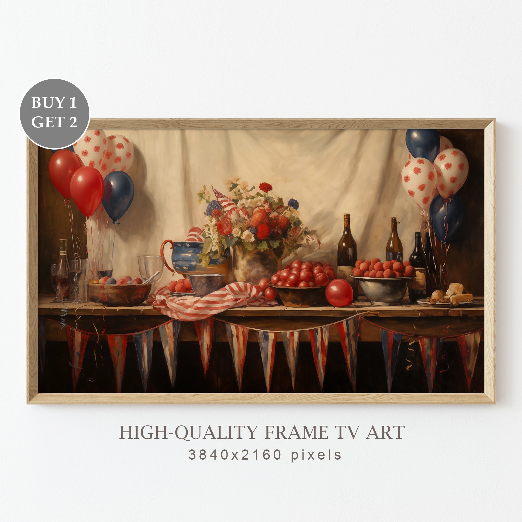 4th of July American Flag Frame TV Art, 4th of July Rustic