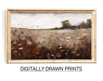 Samsung Frame TV Art Campo de flores silvestres, Prado de flores, Pintura vintage, Descarga digital