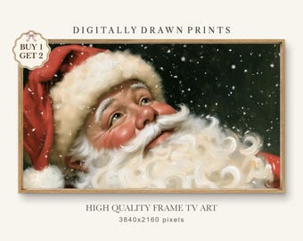 Vintage Santa Claus Frame TV Art, Classic Christmas Santa Painting (Digital Download)