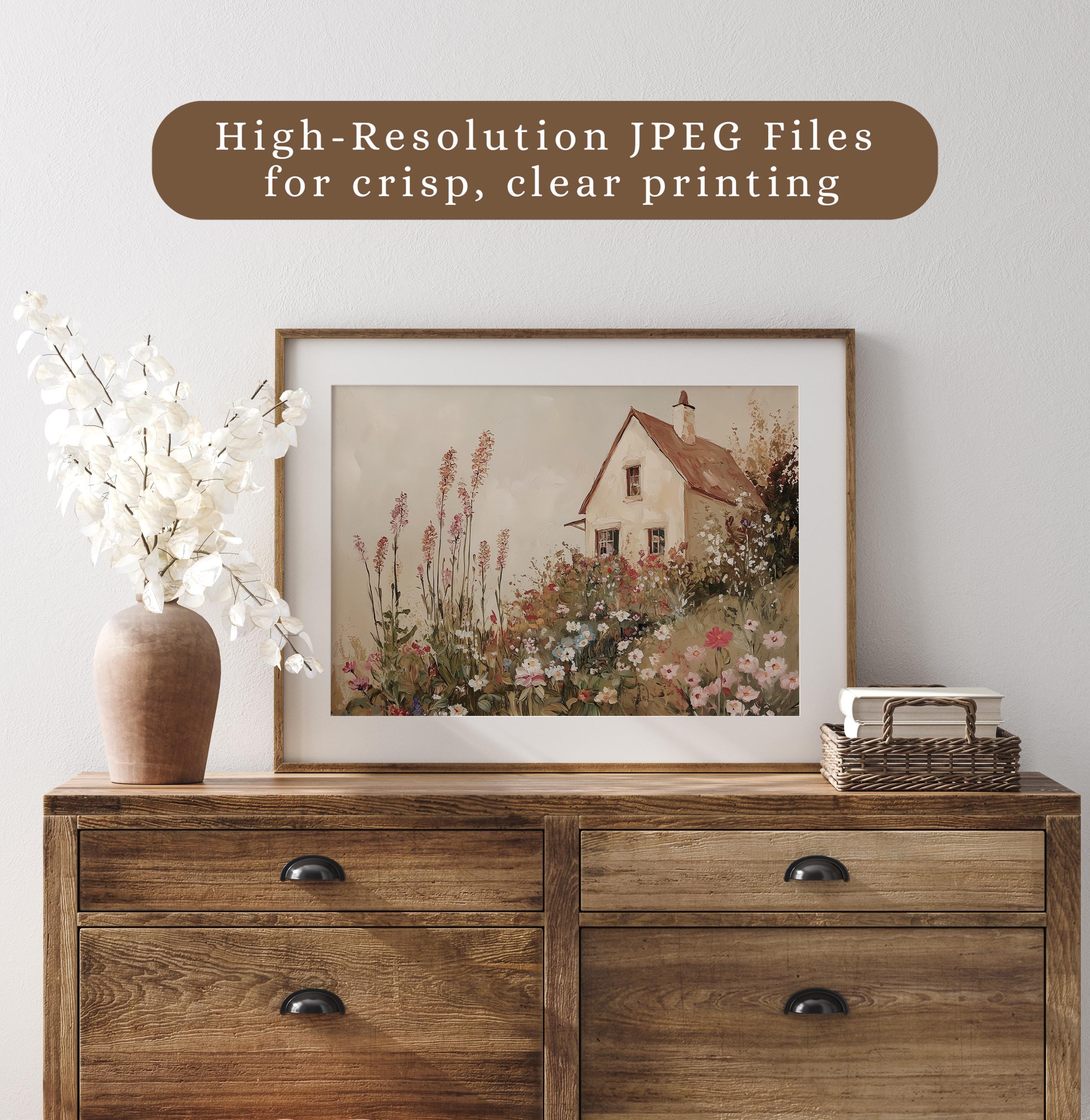 Printable Spring Cottage Wall Art, Vintage Spring Landscape Print ...