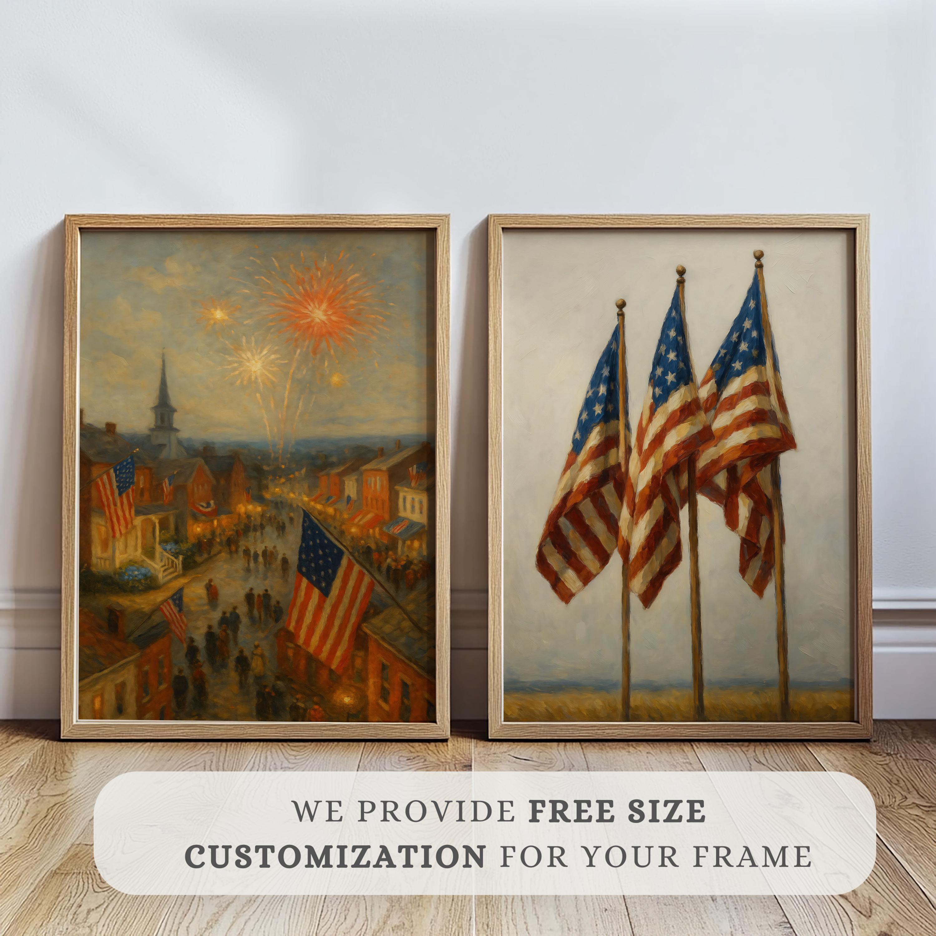 Vintage 4th of July Prints, Neutral Americana Gallery Wall Art (digital ...