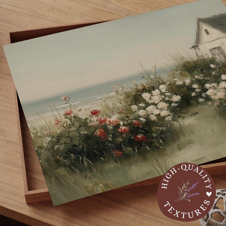 Summer Coastal Cottage Printable Wall Art, Beach House Floral Painting ...