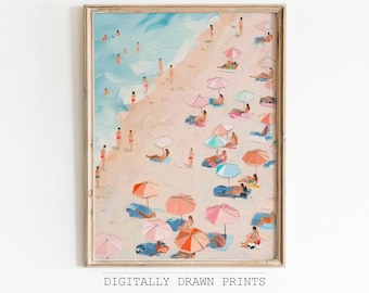 Summer Coastal Landscape Printable Wall Art, Abstract Summer Print, Beach Print, Summer Farmhouse Print, Digital Download