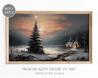 Winder Moody Landscape TV Frame Art, Landscape Oil Painting, Winter Decor, Vintage Winter TV Art, Seasonal Christmas Decor, Digital Download