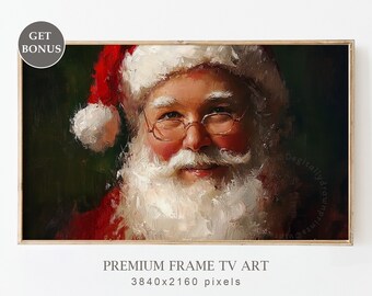 Vintage Santa Christmas Samsung Frame TV Art, art mural de Noël, téléchargement numérique d'art du père Noël vacances Cottagecore TV, décoration de Noël