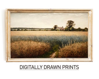 Samsung Frame TV Art Campo de flores silvestres, Prado de flores, Pintura vintage, Descarga digital