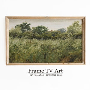 Samsung Frame TV Art Landscape Field, Summer Farmhouse Decor, Vintage Spring Landscape Oil Painting, Vintage Oil Painting, Digital Download