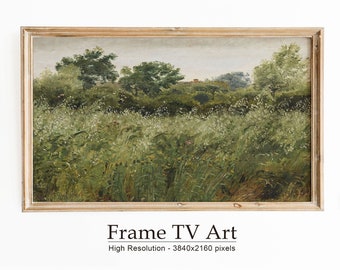 Samsung Frame TV Art Landscape Field, Summer Farmhouse Decor, Vintage Spring Landscape Oil Painting, Vintage Oil Painting, Digital Download
