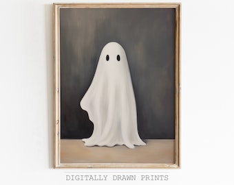 Vintage Ghost Print, Spooky Printable Wall Art, Halloween Print, Dark Academia Decor, Ghost Painting, Digital Download