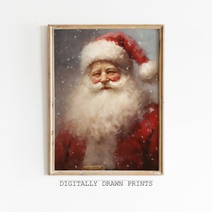 Santa Portrait Vintage Christmas Printable Wall Art, Christmas Santa Seasonal Decor Rustic Christmas Art Holiday Decor, Art Digital Dwonload