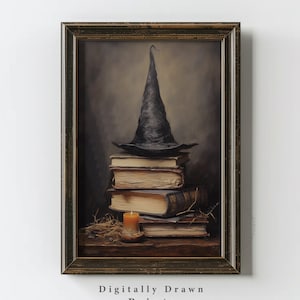 Halloween Printable Wall Art, Witchy Spells Print, Vintage Neutral Witch Wall Art, Witch Art Prints Digital Download Printable Halloween Art