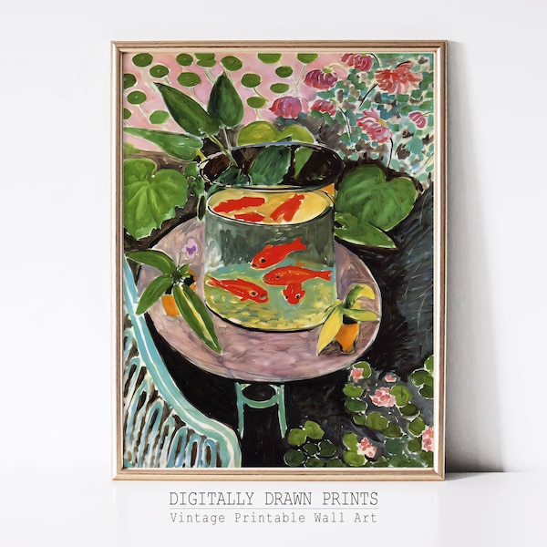 Printable Abstract Wall Art, Henri Matisse, Goldfish, Fauvism Painting, Modern Colorful Art Print, Printable Wall Art, Digital Download