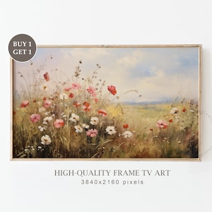 Neutral Wildflower TV Art Spring TV Art, Samsung Frame TV Art, Spring Tv Art Neutral, Spring Decor Vintage Farmhouse Tv Art, Floral Art