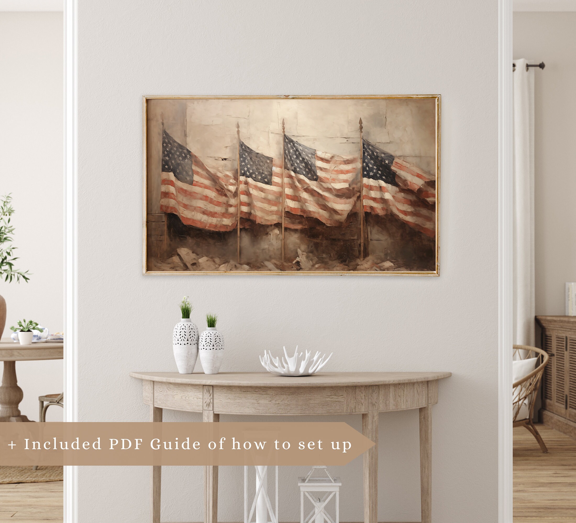 July Rastic Background Frame 4th of July American Flag Frame TV Art, 4th of July Rustic Patriotic ...