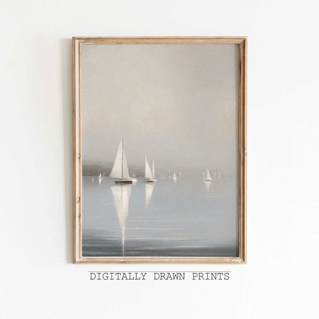 Vintage Coastal Wall Print, Printable Wall Art, Coastal Decor, Beach