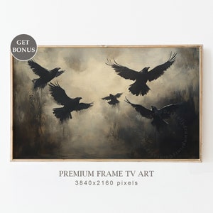 Vintage Halloween Frame TV Art, Spooky Crow Digital Download for Frame TV, Dark Gothic Halloween Decor, Cottagecore Halloween Painting