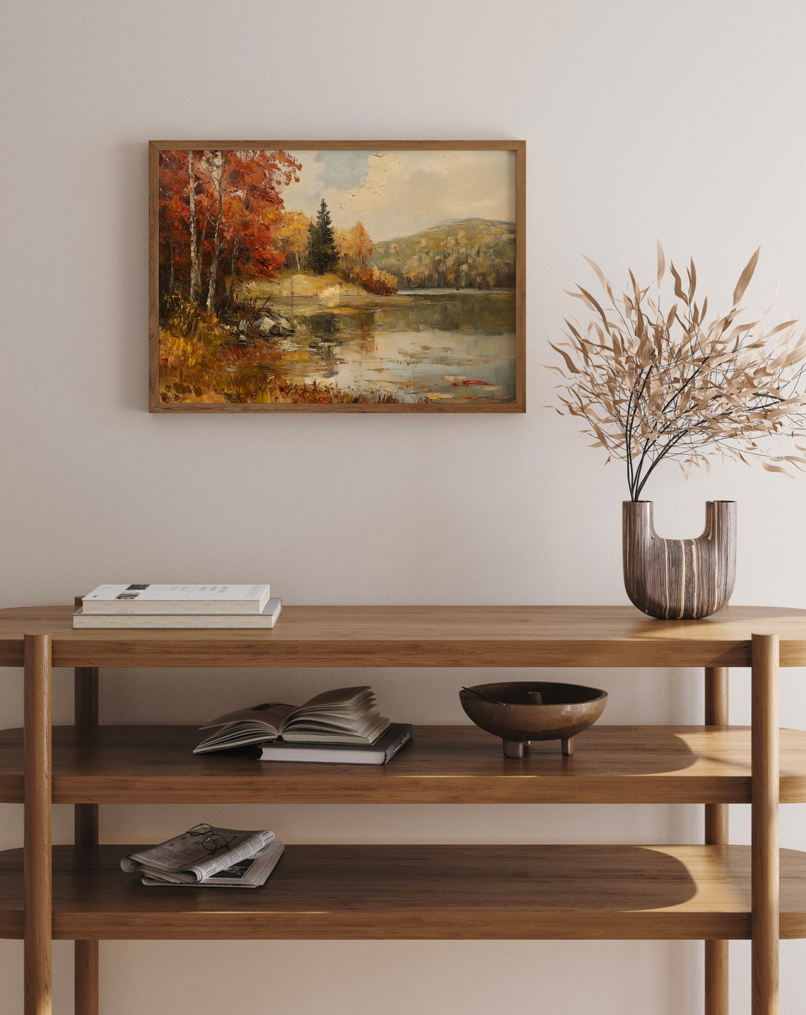 Rustic Fall Drawing Rustic Fall Landscape Printable Wall Art, Autumn Painting, Vintage Fall ...