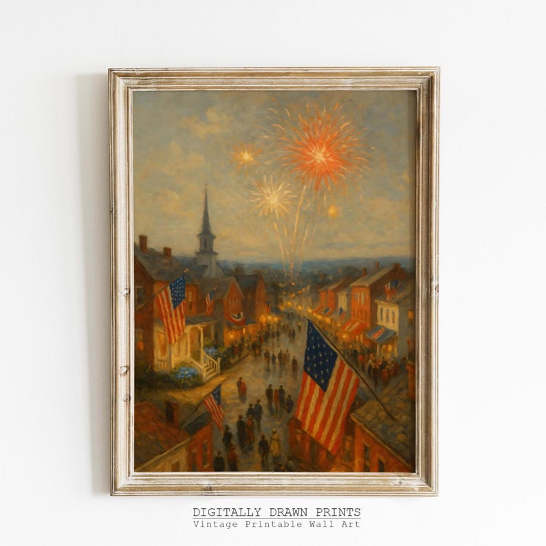 Vintage 4th of July Prints, Neutral Americana Gallery Wall Art (digital ...