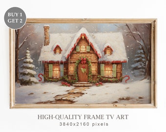 Christmas Frame TV Art, Christmas Gingerbread House, Christmas Art for TV, Seasonal Christmas Decor, Christmas Wall Art, Digital Download