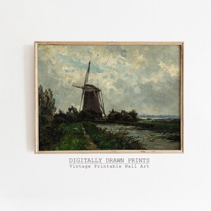 Printable Landscape Art, Vintage Print, Country Landscape Painting, Digital Download