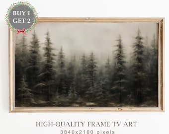 Neutral Winter Forest Frame TV Art, Christmas Farmhouse Trees Art, Snowy Pine Trees Art for TV, Vintage Winter Landscape, Digital Download