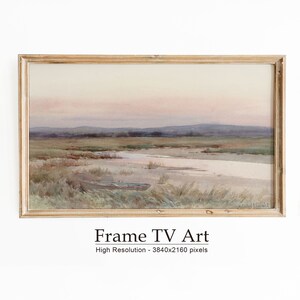 Summer Samsung Frame TV, Muted Coastal Seascape Painting for Frame Tv, Neutral Wall Art, Summer Farmhouse Decor, Digital Download