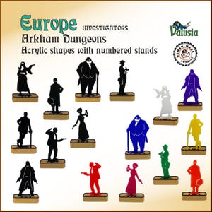 Europe - Investigator shapes for roleplaying and board games like Call of Cthulhu