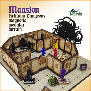 MANSION (Arkham Dungeons) - Terreno modular magnético para jogos de RPG de mesa - Call of Cthulhu, Dungeons and Dragons, Pathfinder etc.