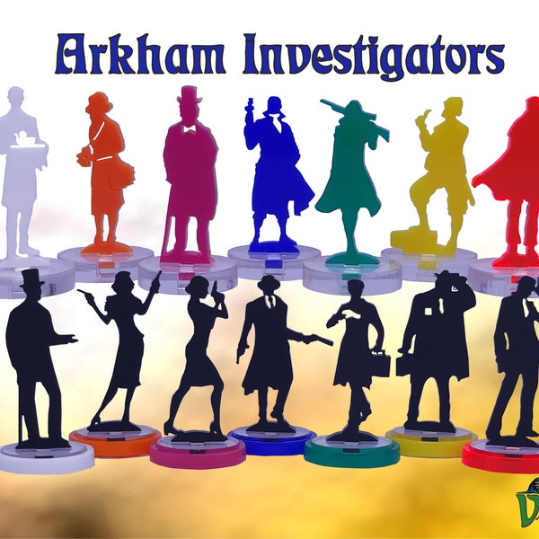 Arkham Investigators - Call of Cthulhu acrylic shapes in 32mm scale for roleplaying and board games