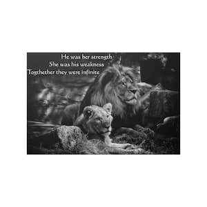 Kracht Satijnen Poster, Leeuwen, Inspiratie, Motivatie, Inspirerende Kunst, Motiverende Kunst, Home Decor, Kunst aan de muur, Woonkamer