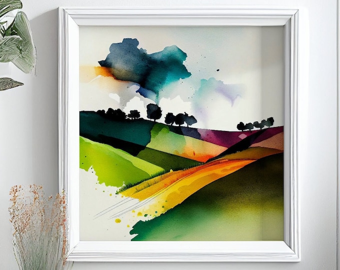 Landscape Watercolour Painting of the English Countryside.