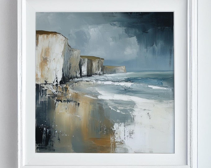 Birling Gap landscape painting on Watercolour Paper or Canvas  Abstract Landscape Prints Canvas Abstract Landscape South Downs National Park
