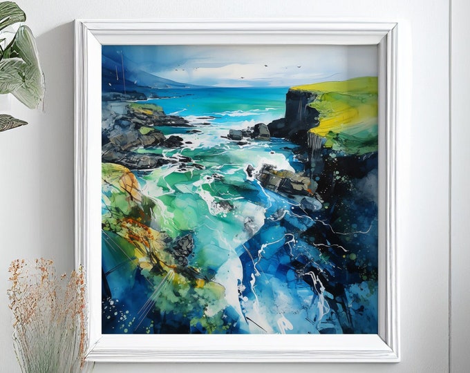 Pembrokeshire Painting Watercolour Prints and Framed Canvas Prints of the Welsh Coastline