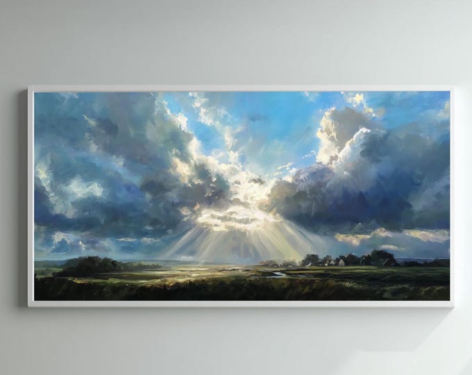 Sussex Countryside Impressionist Blue Sky Living Room Art | Home Decor