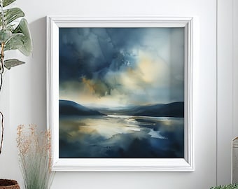 Lake Windermere Watercolour Landscape Print: Lake District Wall Art