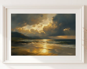 Donegal Coast Print: Abstract Irish Landscape Painting (Digital Print)
